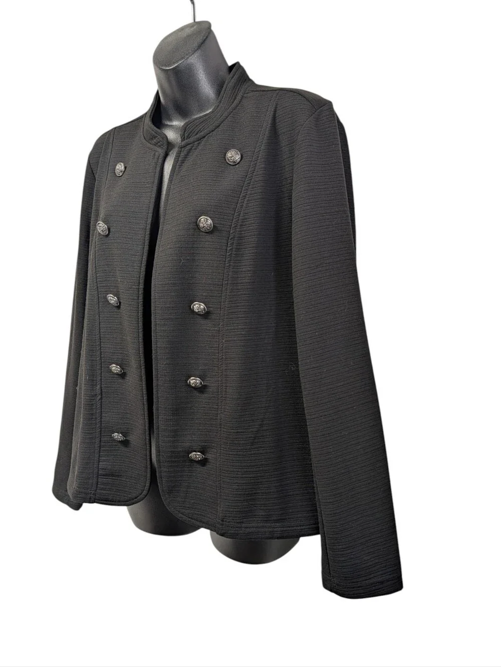Maurices Size L Black Military Double Breasted Blazer Jacket NWT Open Front - Picture 3 of 8
